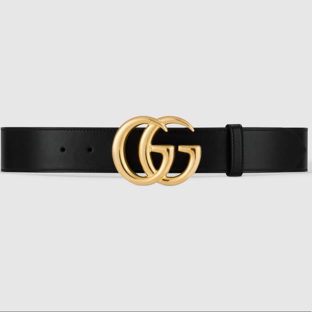 Gucci double G black leather belt